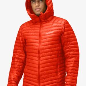 $429! Mens Norrona trollveggen superlight down850 Hood Jacket Arednalin - Medium
